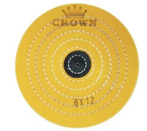 Круг муслиновый CROWN желтый d-150мм, 12 слоев (с кож. пятаком)